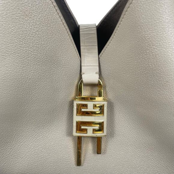 Givenchy Mediuum G Padlock Leather Hobo Bag Natural Beige Gold - Picture 11 of 16